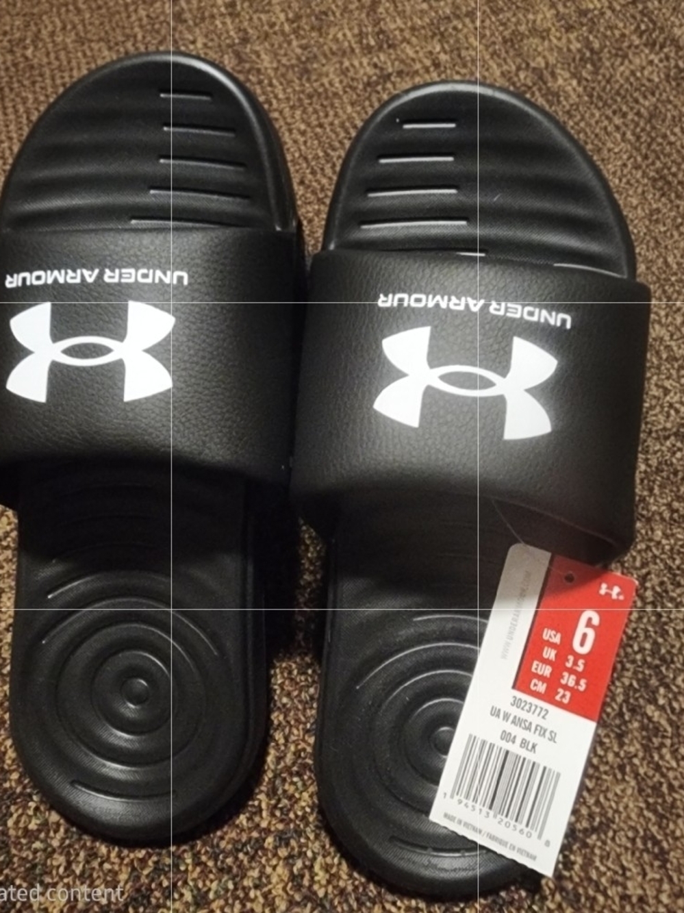 Under Armour Black and White Slide Sandals